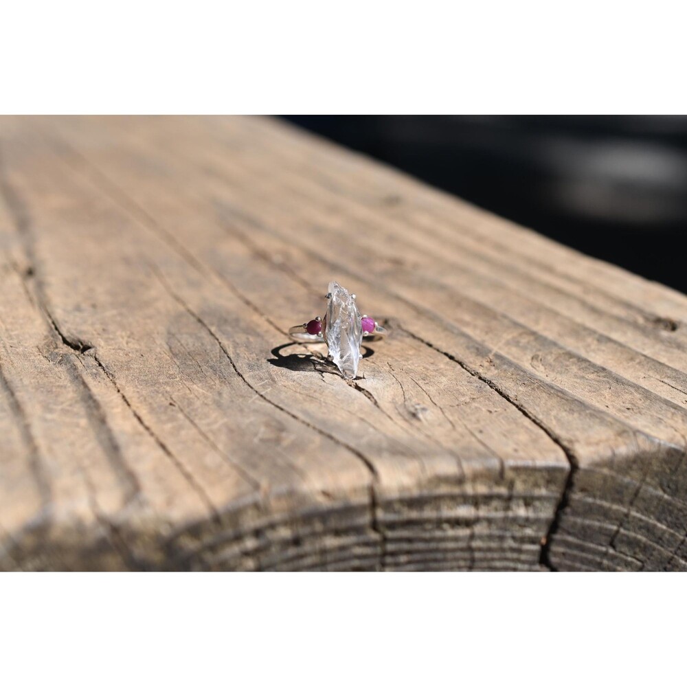 Engagement ring Ruby and Lake County diamond sterling silver size 3 4 5 6 7 8 9